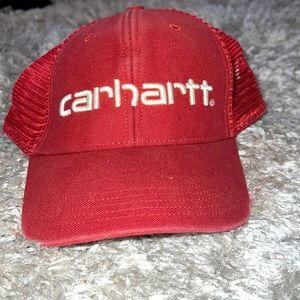 Carhartt red baseball cap.
